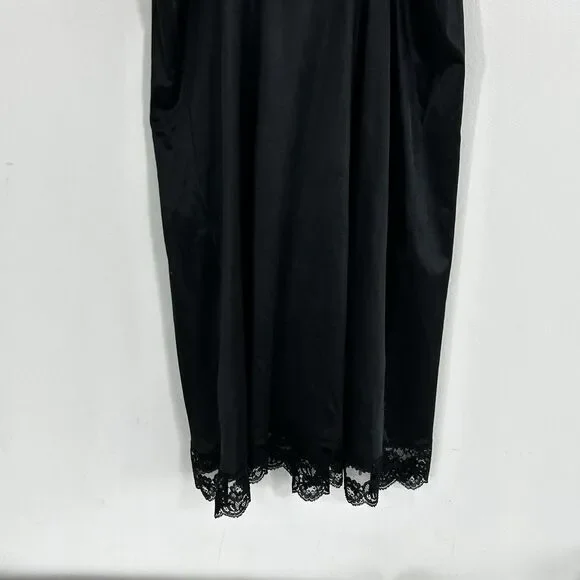 Vintage Sliperfection Slip Dress Size 38 Black Lace Trim Adjustable Straps Sexy - Picture 8 of 11